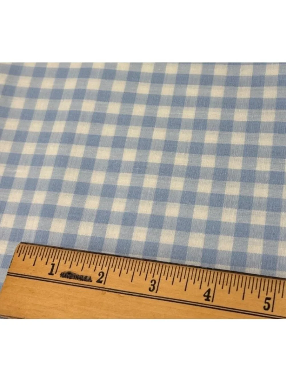Blue White Gingham Cotton Fabric 1/2 yard x 36